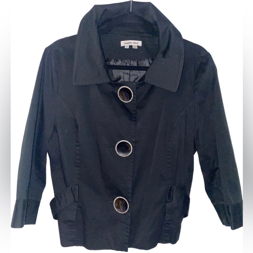 Vintage Jennifer Eden Mod Black Jacket With Big Cute Buttons~Size 12-runs small